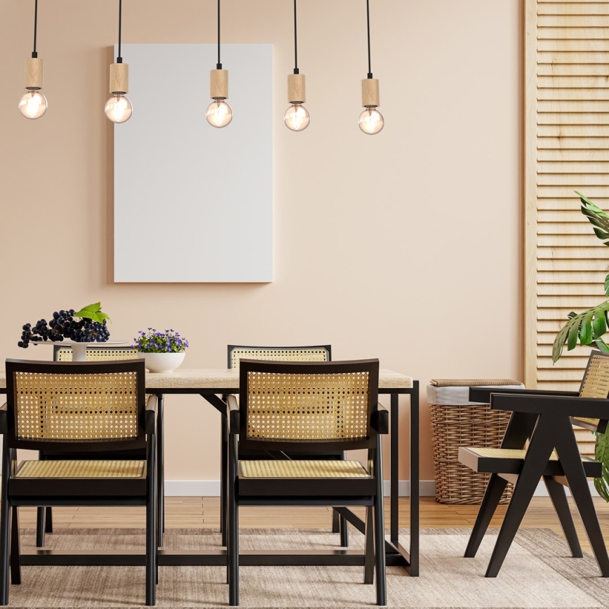 Candelabro montado à superfície VIGA 5xE27/60W/230V madeira