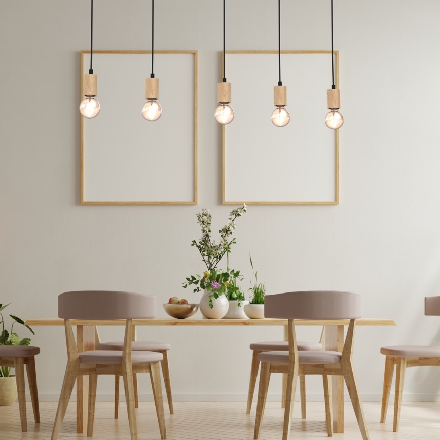 Candelabro montado à superfície VIGA 5xE27/60W/230V madeira