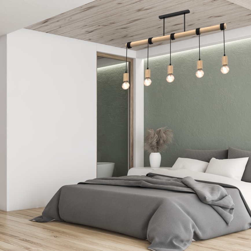 Candelabro montado à superfície VIGA 5xE27/60W/230V madeira