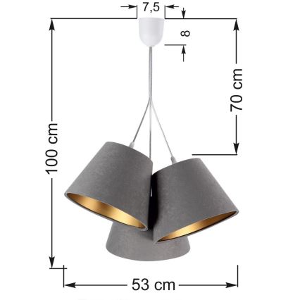 Candelabro num fio AMBROSIA 3xE27/60W/230V