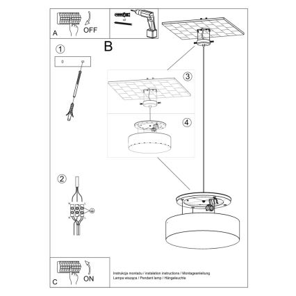 Candelabro num fio ARENA 45 3xE27/60W/230V cinzento