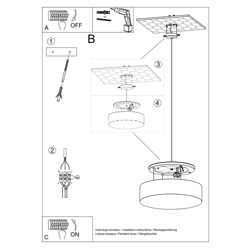 Candelabro num fio ARENA 45 3xE27/60W/230V cinzento