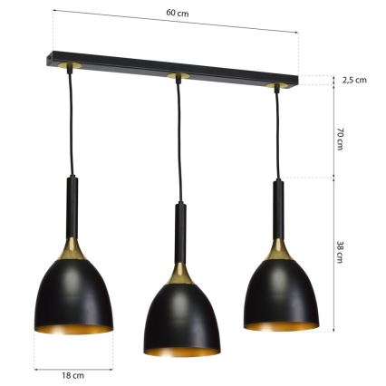 Candelabro num fio CLARK 3xE27/60W/230V