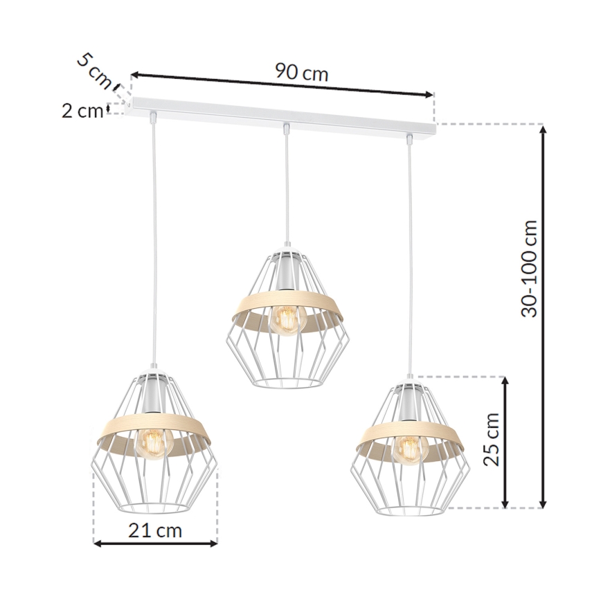 Candelabro num fio CLIF 3xE27/60W/230V