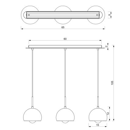 Candelabro num fio COOL 3xE27/60W/230V