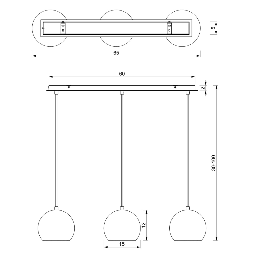 Candelabro num fio COOL 3xE27/60W