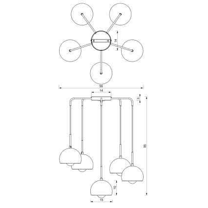 Candelabro num fio COOL 5xE27/60W/230V