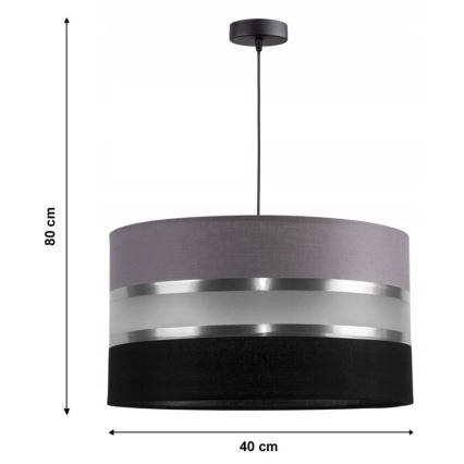 Candelabro num fio CORAL 1xE27/60W/230V preto e cinzento