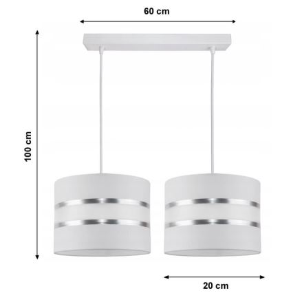 Candelabro num fio CORAL 2xE27/60W/230V branco