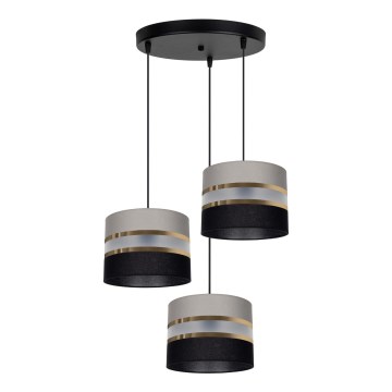 Candelabro num fio CORAL 3xE27/60W/230V preto e cinzento