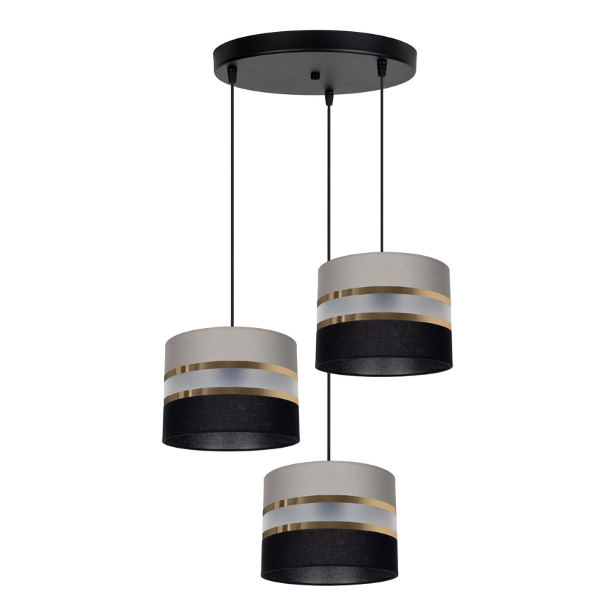 Candelabro num fio CORAL 3xE27/60W/230V preto e cinzento