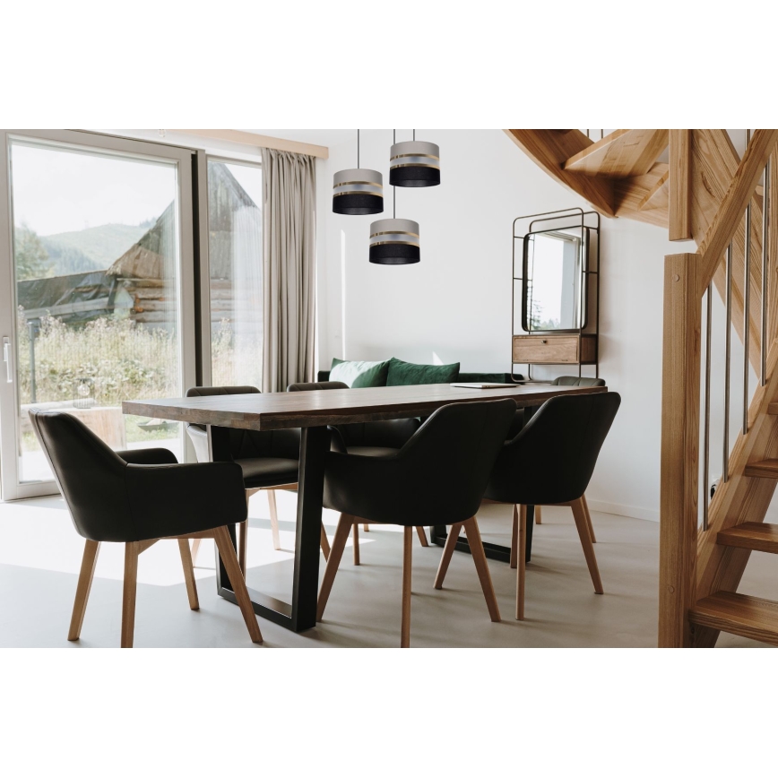 Candelabro num fio CORAL 3xE27/60W/230V preto e cinzento