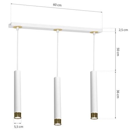 Candelabro num fio DANI 3xGU10/8W/230V