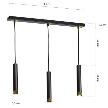 Candelabro num fio DANI 3xGU10/8W/230V