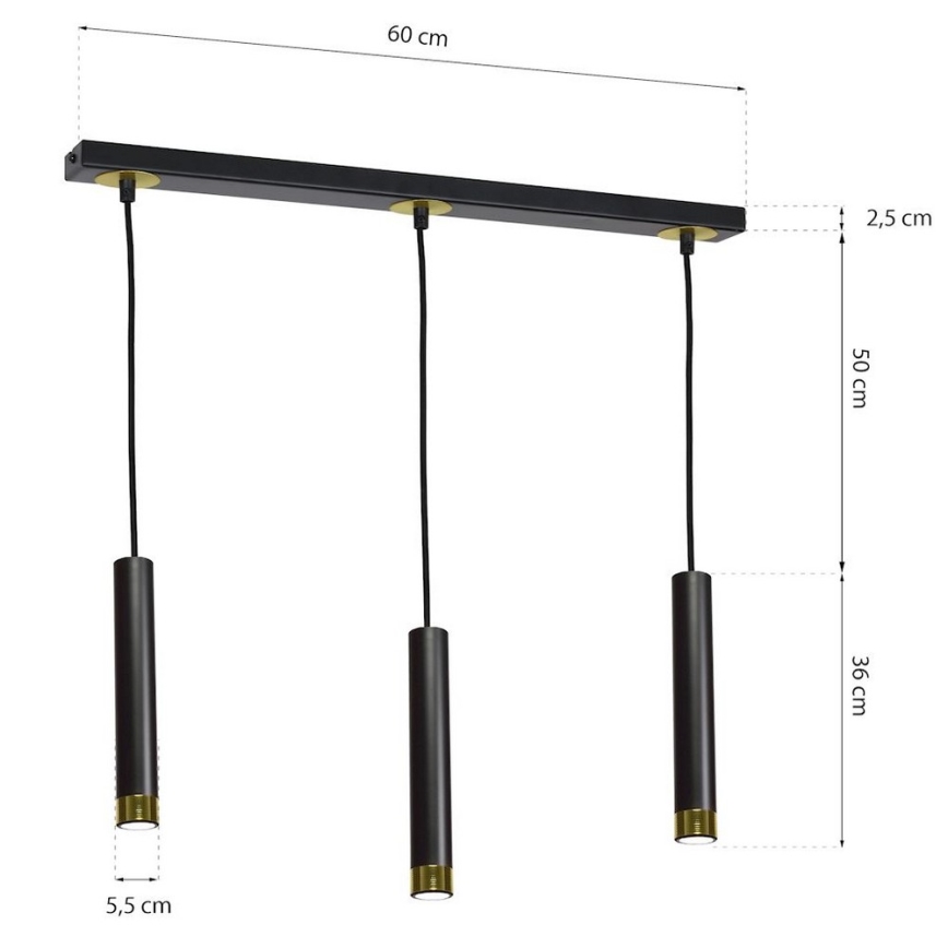 Candelabro num fio DANI 3xGU10/8W/230V
