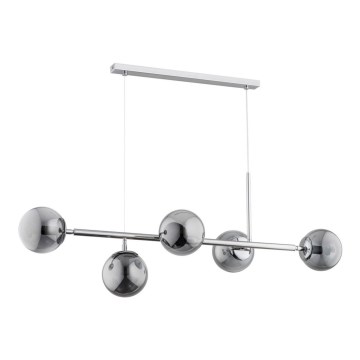 Candelabro num fio DANSA 5xE14/10W/230V cinzento/cromo brilhante