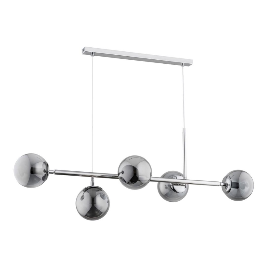 Candelabro num fio DANSA 5xE14/10W/230V cinzento/cromo brilhante