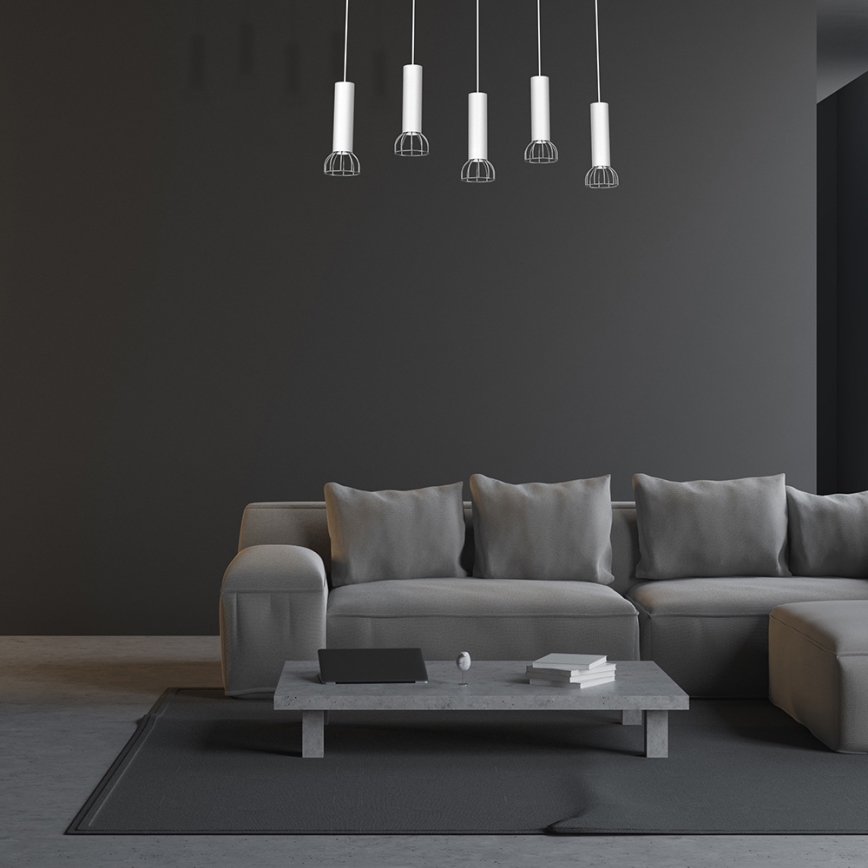 Candelabro num fio DANTE 5xGU10/25W/230V branco/cromo brilhante