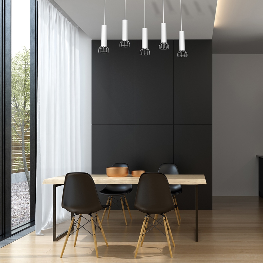 Candelabro num fio DANTE 5xGU10/25W/230V branco/cromo brilhante
