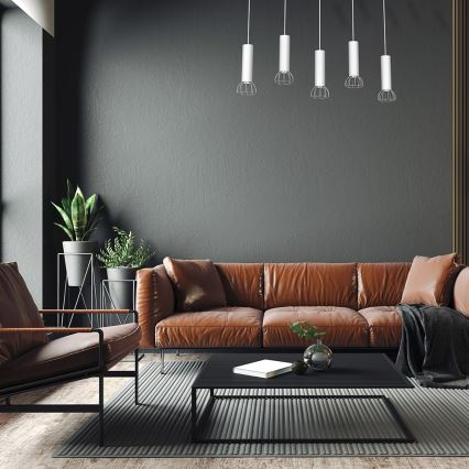 Candelabro num fio DANTE 5xGU10/25W/230V branco/cromo brilhante
