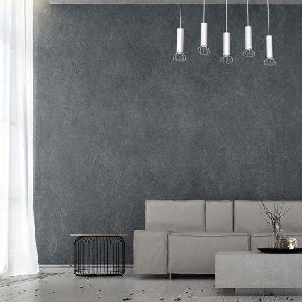 Candelabro num fio DANTE 5xGU10/25W/230V branco/cromo brilhante