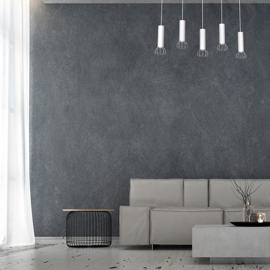 Candelabro num fio DANTE 5xGU10/25W/230V branco/cromo brilhante