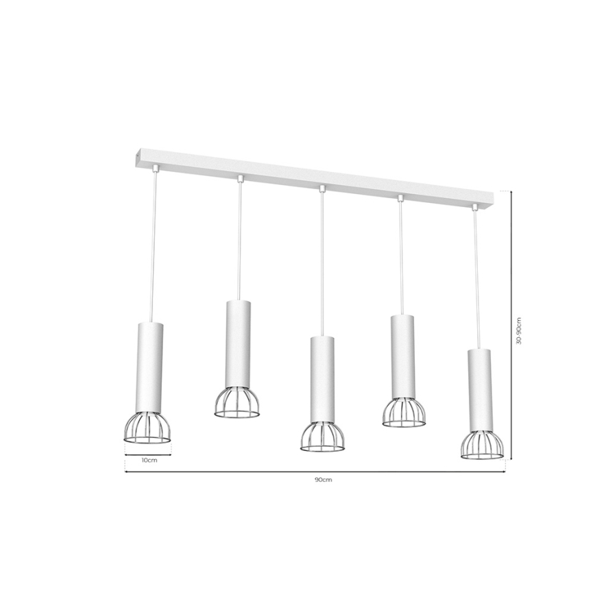 Candelabro num fio DANTE 5xGU10/25W/230V branco/cromo brilhante