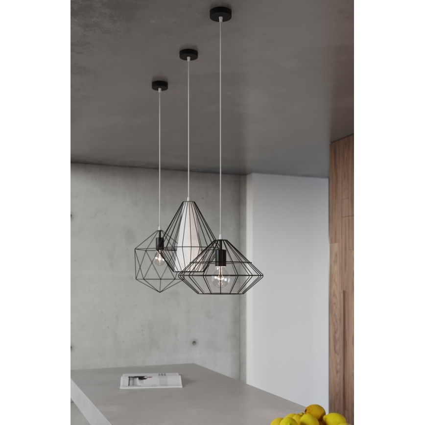 Candelabro num fio DEMI 1xE27/60W/230V preto antigo/branco