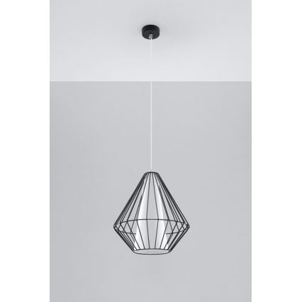 Candelabro num fio DEMI 1xE27/60W/230V preto antigo/branco
