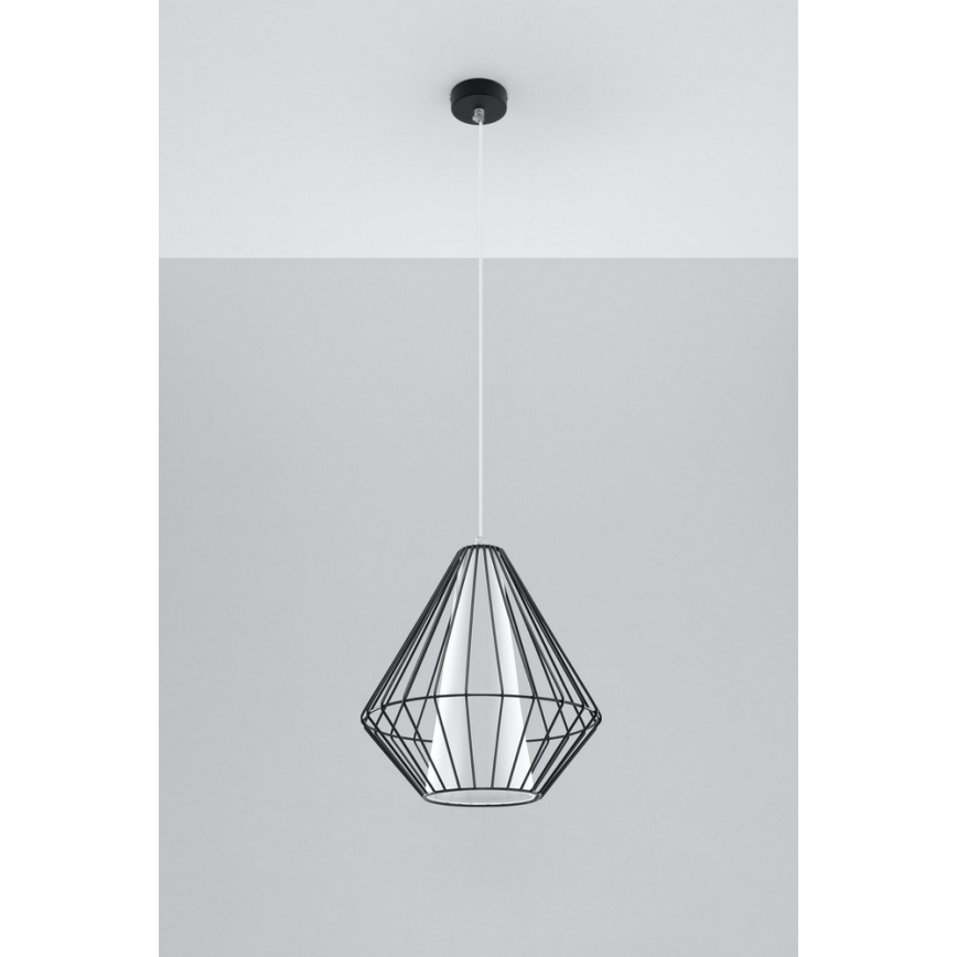 Candelabro num fio DEMI 1xE27/60W/230V preto antigo/branco