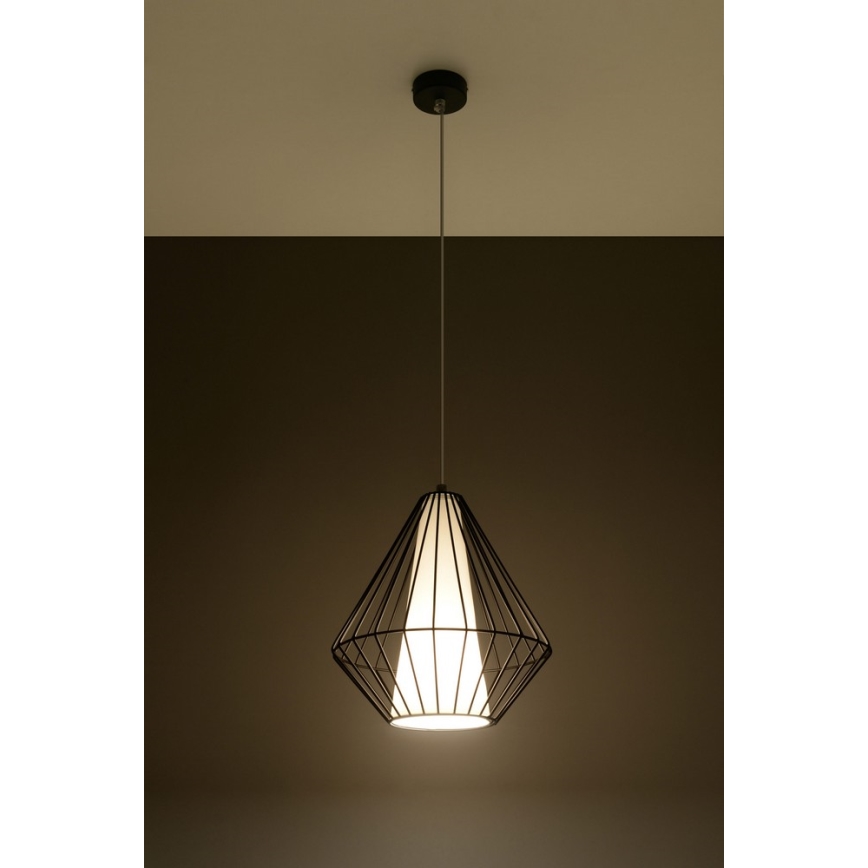Candelabro num fio DEMI 1xE27/60W/230V preto antigo/branco