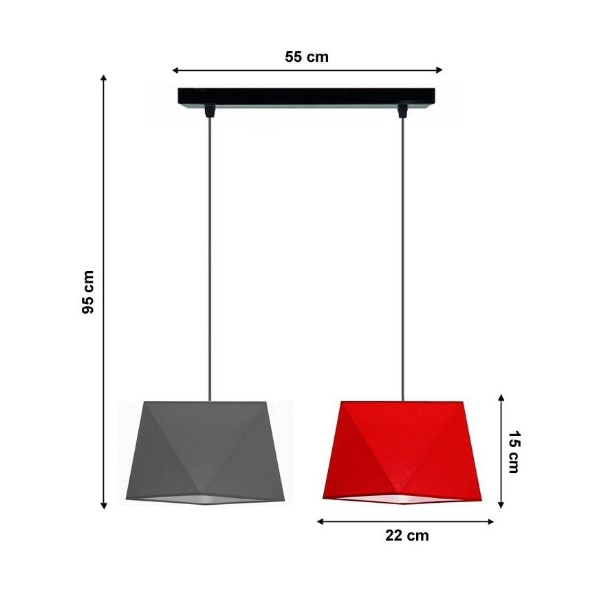 Candelabro num fio DIAMENT 2xE27/60W/230V cinza e vermelho