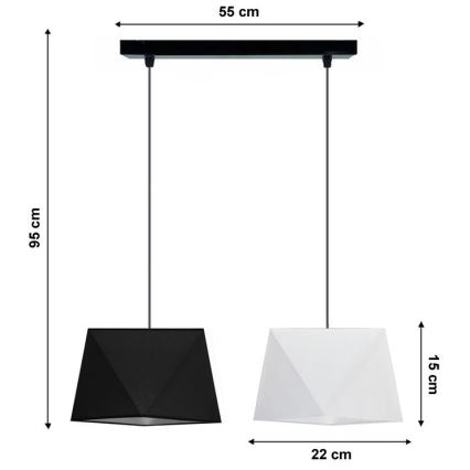 Candelabro num fio DIAMENT 2xE27/60W/230V preto e branco