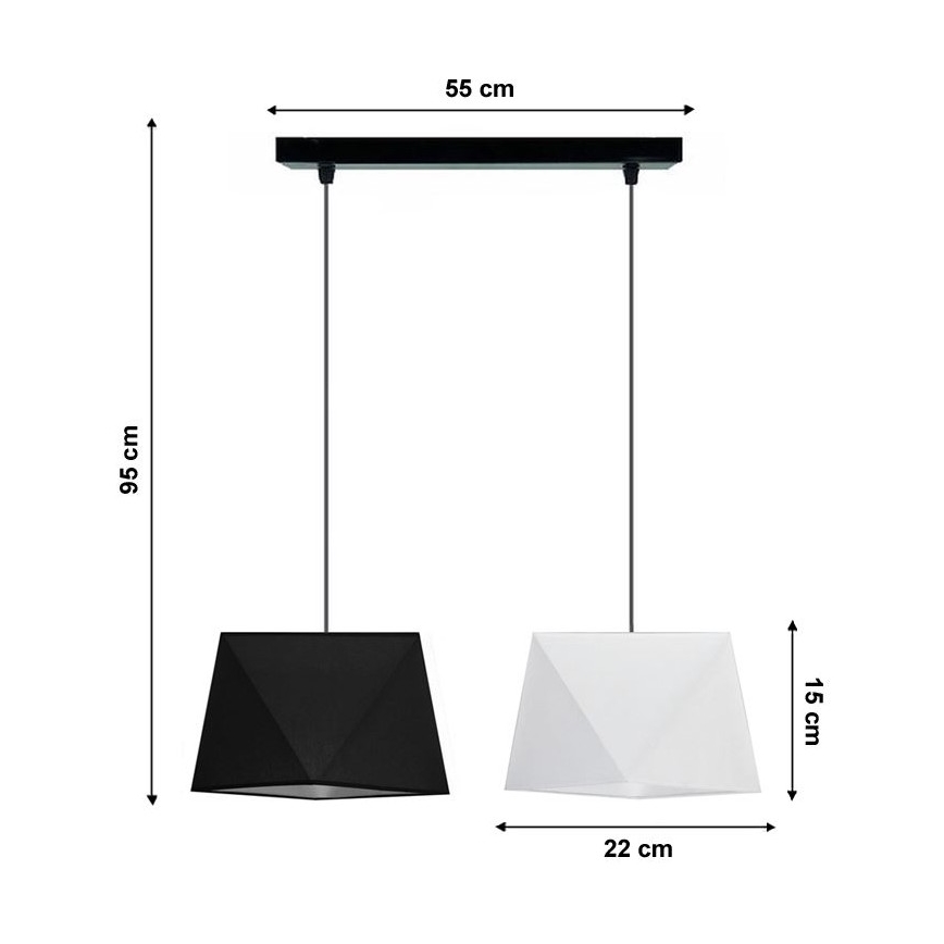 Candelabro num fio DIAMENT 2xE27/60W/230V preto e branco