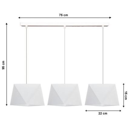 Candelabro num fio DIAMENT 3xE27/60W/230V branco