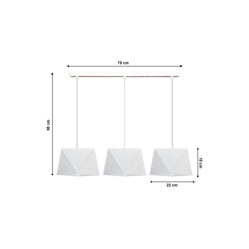 Candelabro num fio DIAMENT 3xE27/60W/230V branco