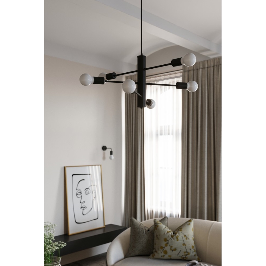 Candelabro num fio DUOMO 3M 3xE27/60W/230V preto antigo