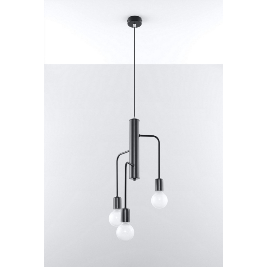 Candelabro num fio DUOMO 3M 3xE27/60W/230V preto antigo