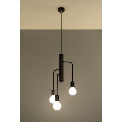Candelabro num fio DUOMO 3M 3xE27/60W/230V preto antigo