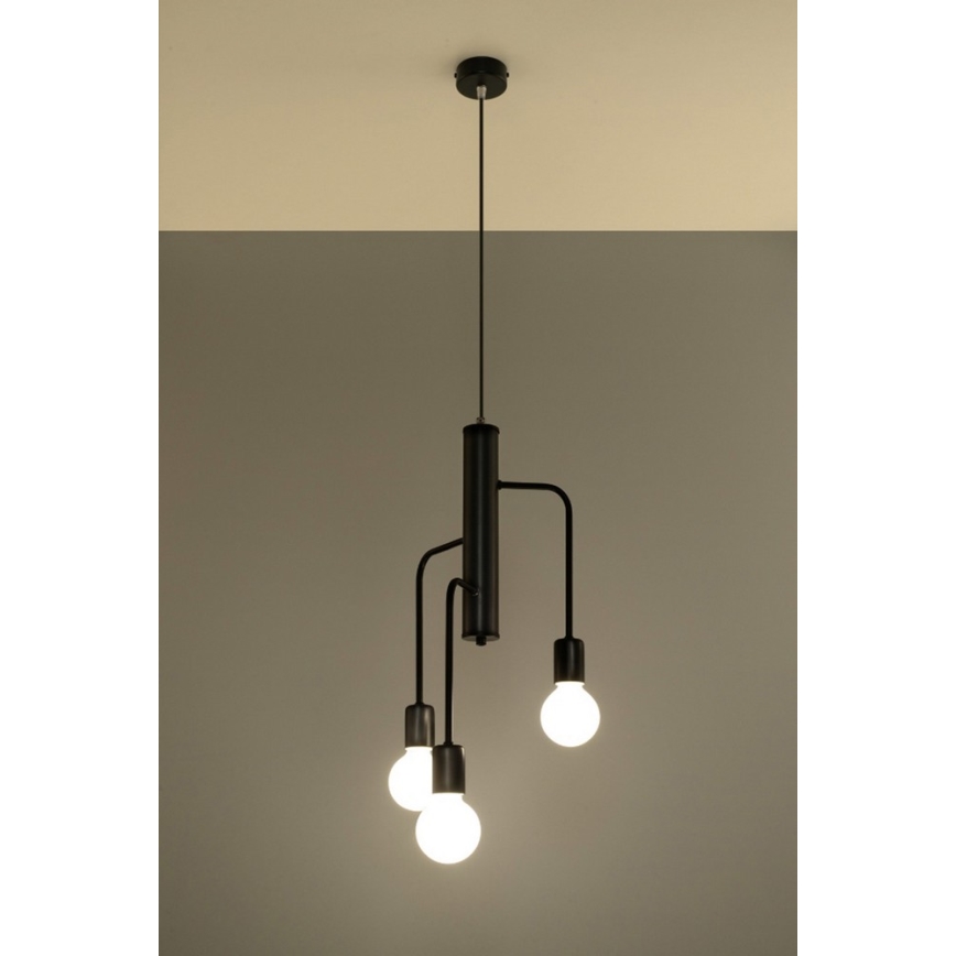 Candelabro num fio DUOMO 3M 3xE27/60W/230V preto antigo