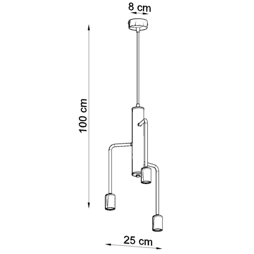 Candelabro num fio DUOMO 3M 3xE27/60W/230V preto antigo