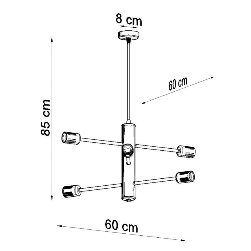 Candelabro num fio DUOMO 6 6xE27/60W/230V preto antigo