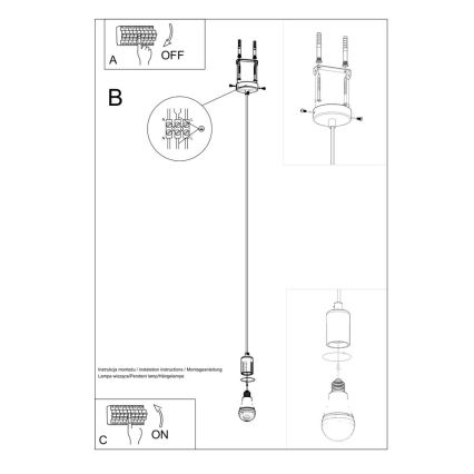 Candelabro num fio EDISON 1xE27/60W/230V preto antigo