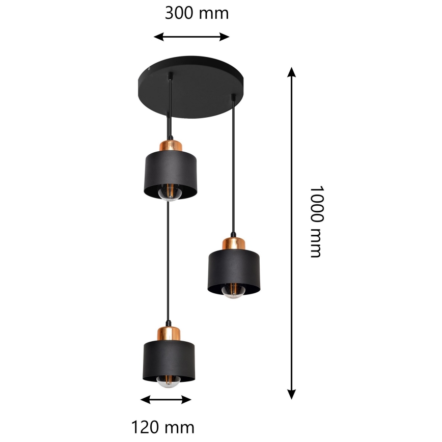 Candelabro num fio EDISON 3xE27/15W/230V