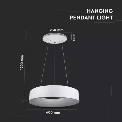 Candelabro num fio fosco LED 1xLED/30W/230V