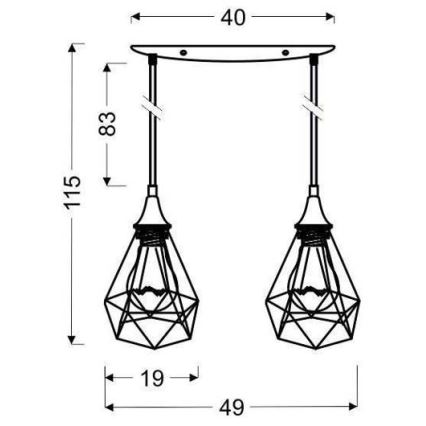 Candelabro num fio GRAF 2xE27/60W/230V