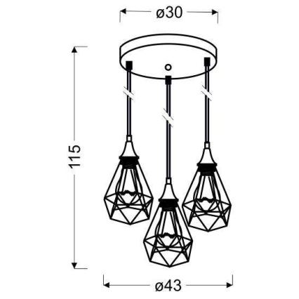Candelabro num fio GRAF 3xE27/60W/230V