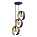 Candelabro num fio HAPPY 3xE27/60W/230V preto antigo/dourado