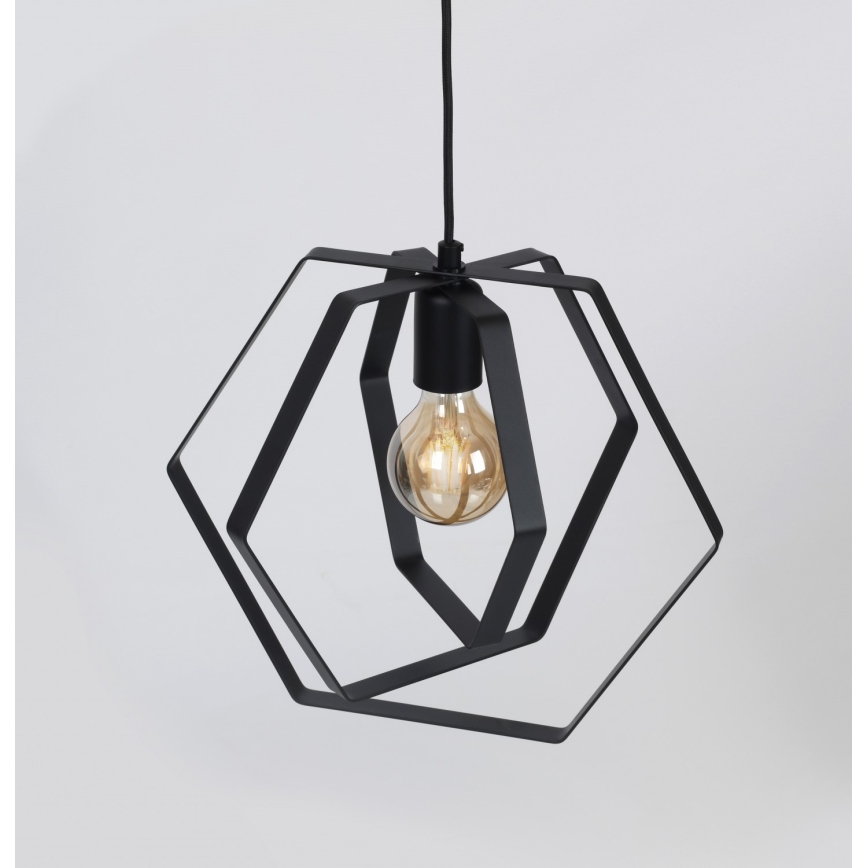 Candelabro num fio HEXAGON 3xE27/60W/230V preto antigo