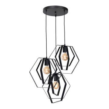 Candelabro num fio HEXAGON 3xE27/60W/230V preto antigo redondo
